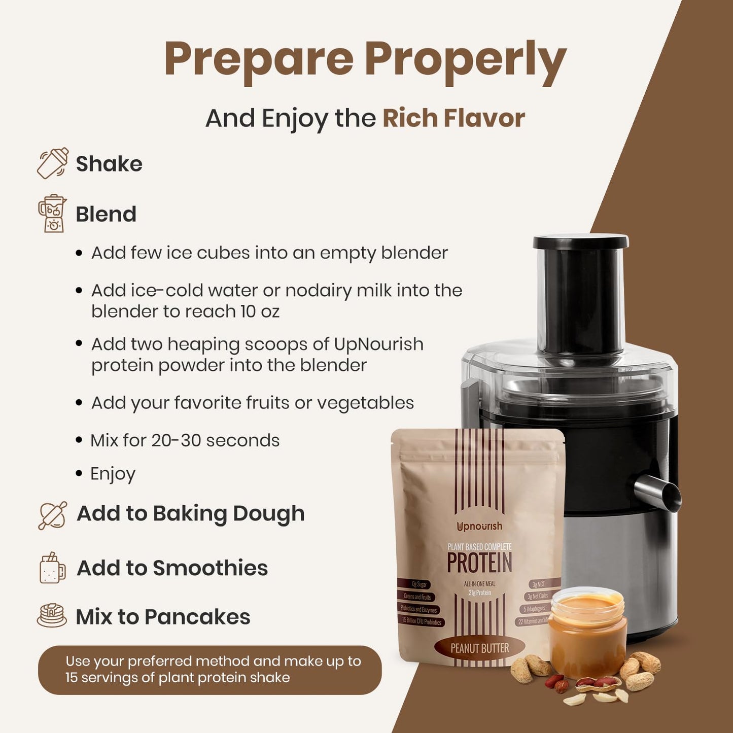 UpNourish Chocolate Vegan Protein Powder 54 Superfoods Powder,1.5 Billion CFU Probiotics 21g Plant Based Protein,No Sugar No Dairy No GMO Dairy Free,Meal Replacement Shake Keto-Friendly Low-Carb Diet,15 Servings