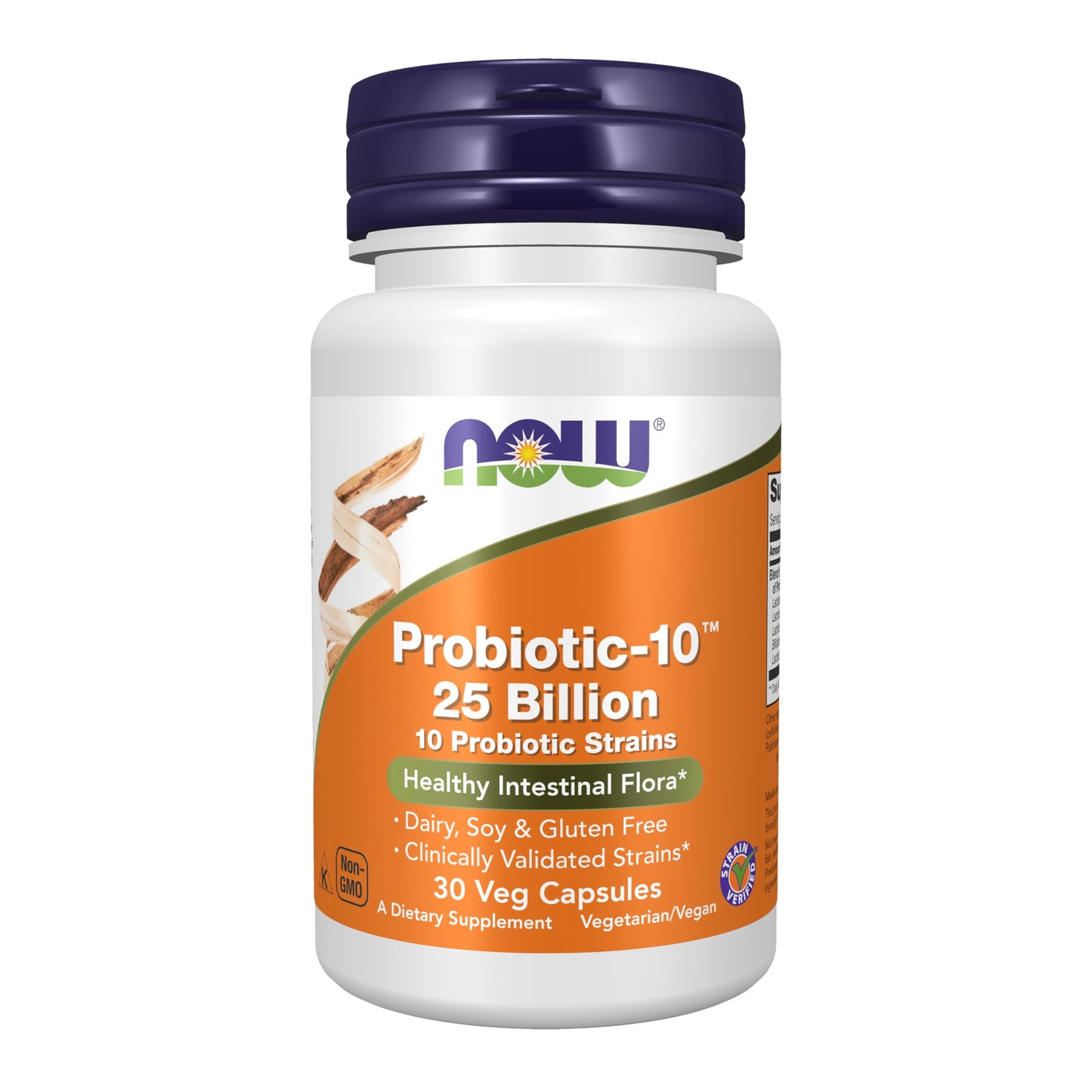 NOW Foods Supplements, Probiotic-10™, 25 Billion, with 10 Probiotic Strains, Dairy, Soy and Gluten Free, Strain Verified, 100 Veg Capsules