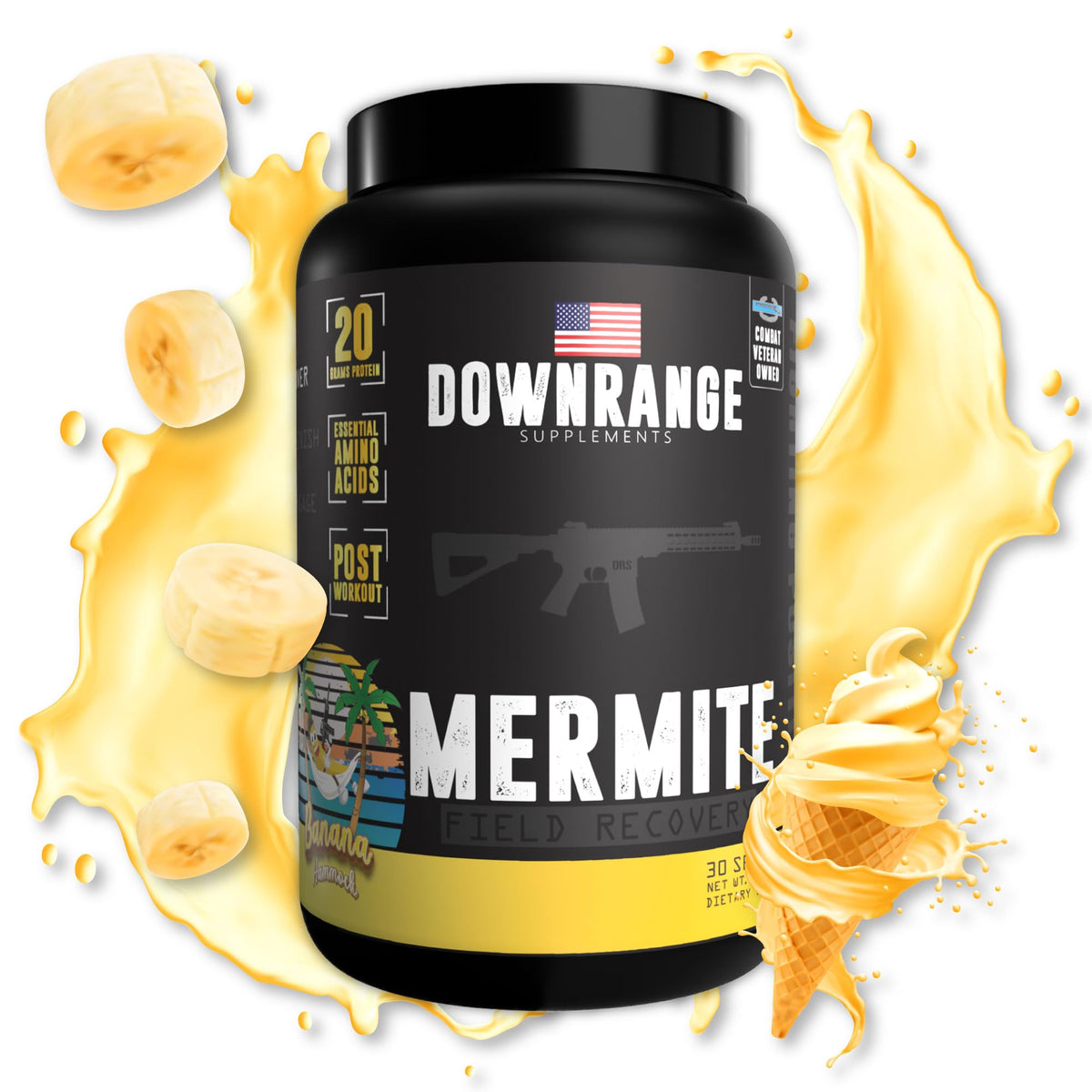 DownRange Supplements Mermite Whey Protein Powder, Post Workout Muscle Recovery 