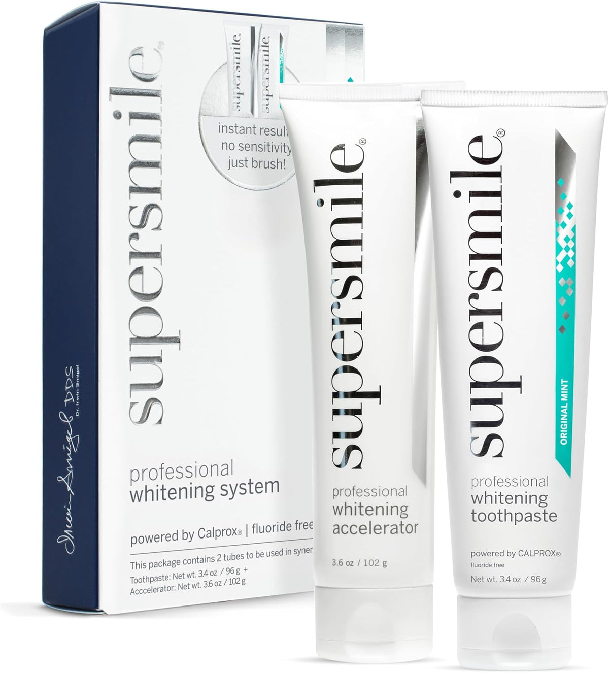 Supersmile Fluoride-Free Whitening System, 3.4 Oz Toothpaste + Accelerator
