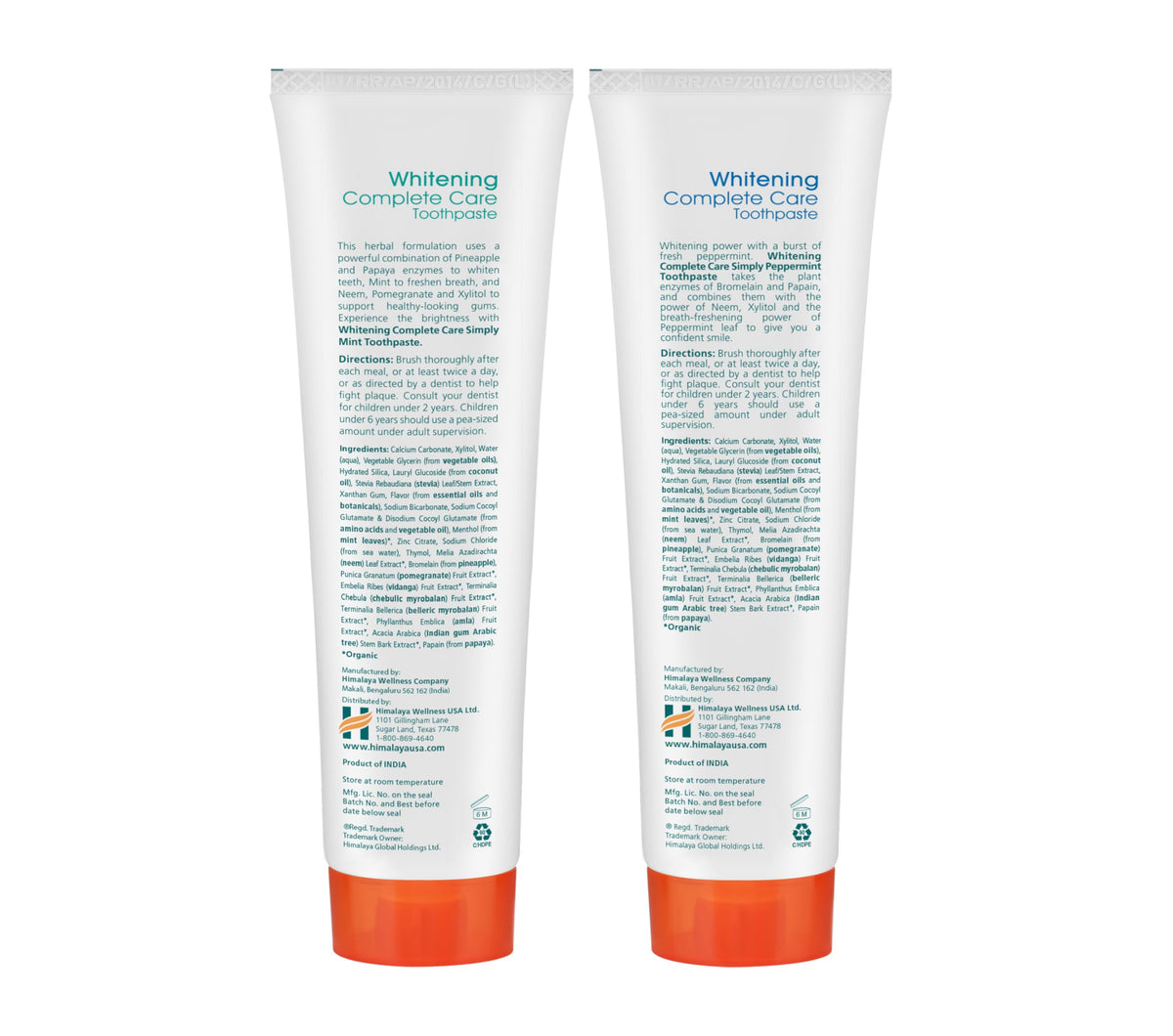 Himalaya Botanique Whitening Complete Care Toothpaste Mint, 5.29 oz, 2 Pack