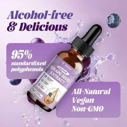 Totaria Grape Seed Extract Liquid Drops | High Potency 95% Polyphenols Antioxidant Supplement for Skin, Heart & Immune Support | Vegan, Gluten Free | Alcohol-Free & Non-GMO | 2FL