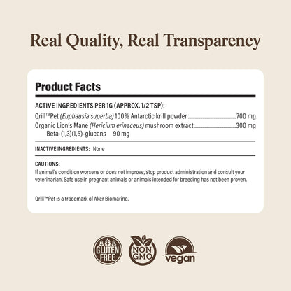 Real Mushrooms Lion’s Mane Pet Mushroom Supplement – Pet Wellbeing Capsules – for Cat & Dog Supplement & Vitamins – Support Mindful Routines – Organic, Vegan, Non-GMO, 120 Count
