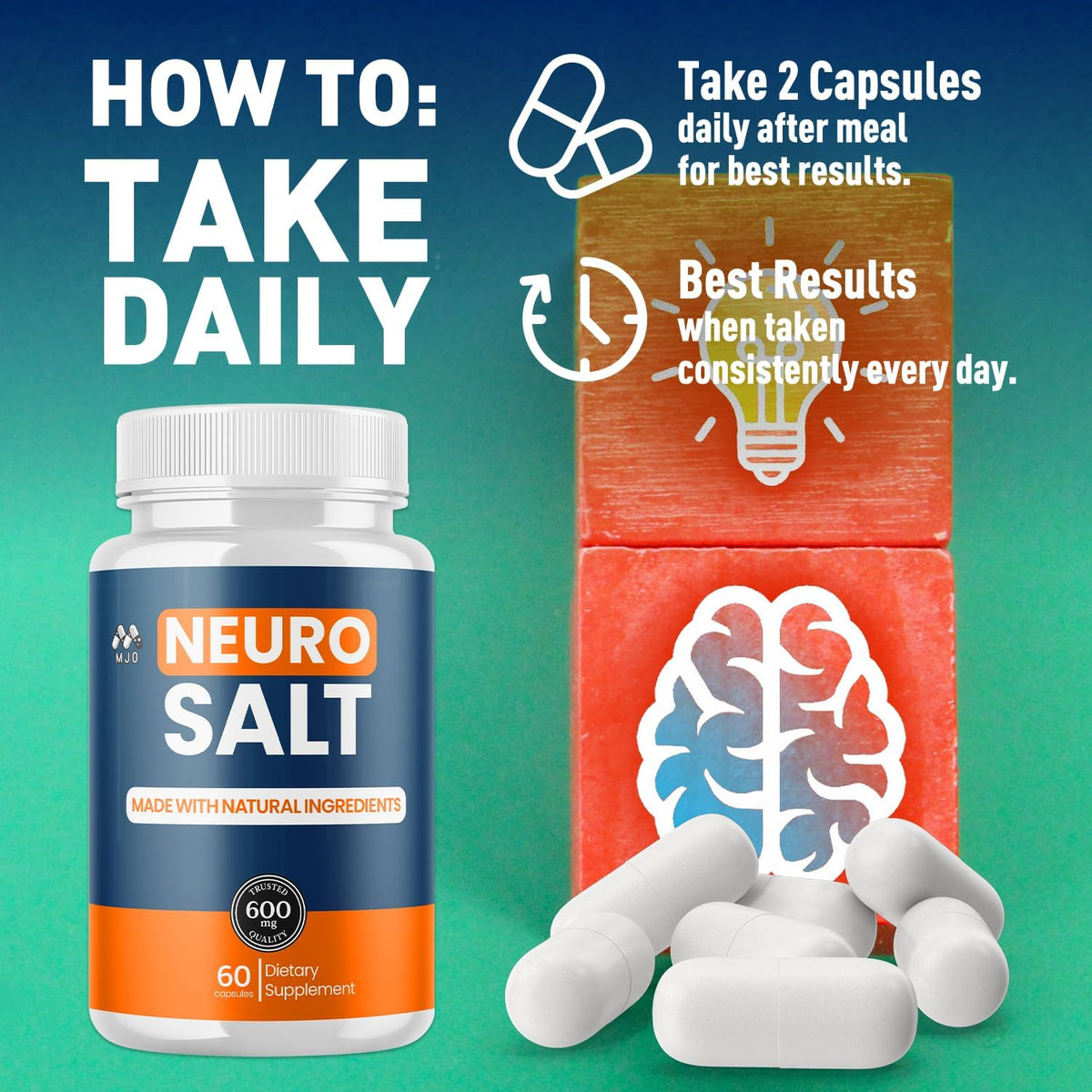 (2 Pack) Neuro Salt Capsules, Official Neuro Salt Supplement (120 Capsules)