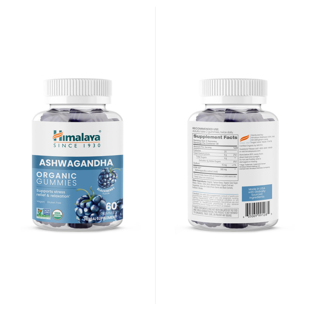 Himalaya USDA Organic Ashwagandha Root, 670 mg, 60 Day Supply, 60 Caplets