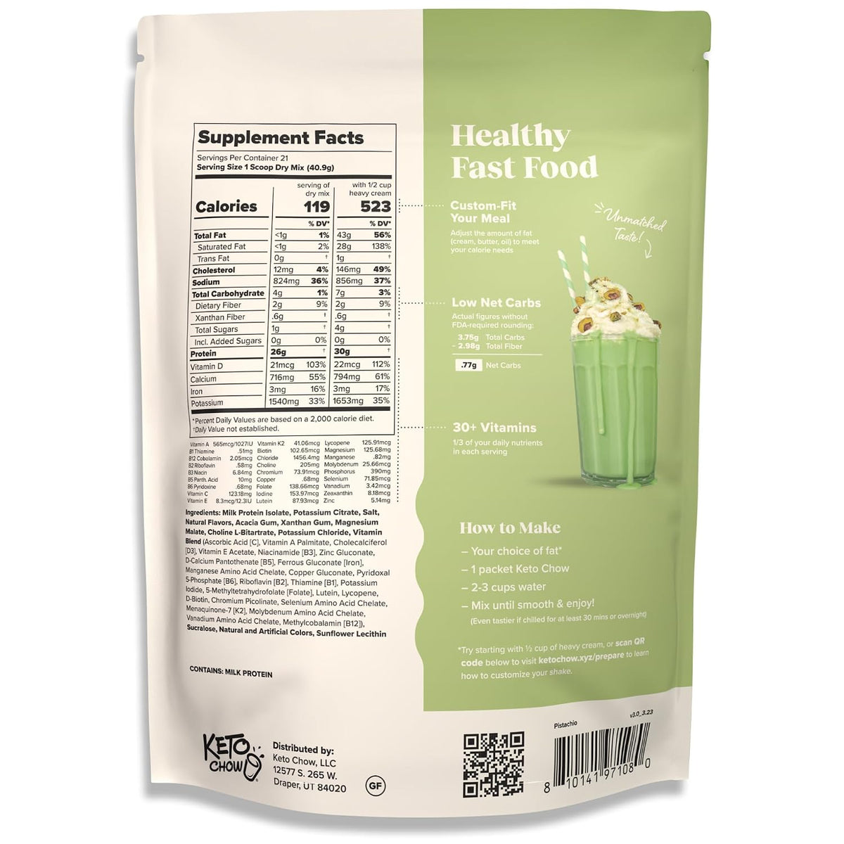 Keto Chow Chocolate Meal Replacement Shake Powder, 21 Meals