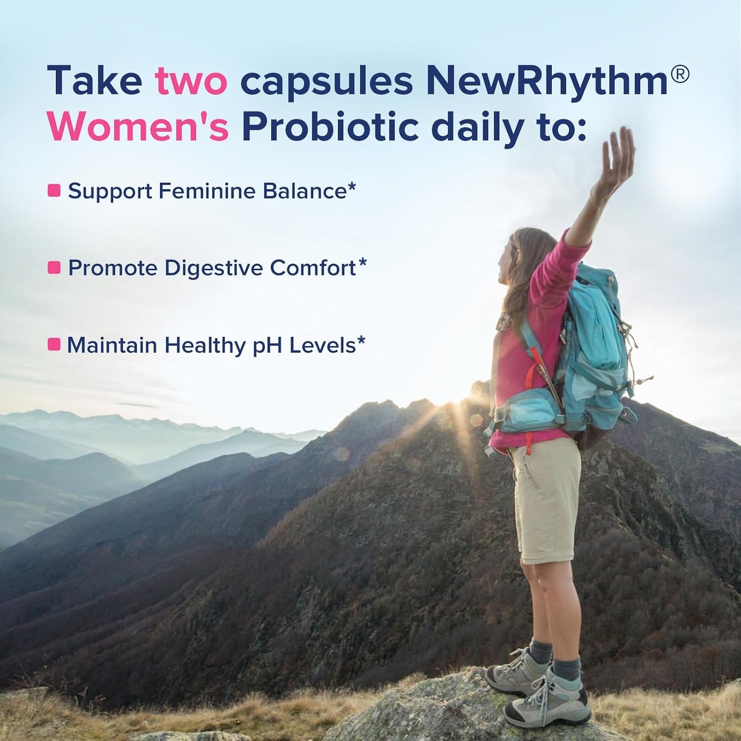 NewRhythm Women's Probiotics 50 Billion + Digestive Enzymes 245 mg Bundle, Gut Harmony Boost & Feminine Wellness, 120 Capsules Total (Pack of 2)