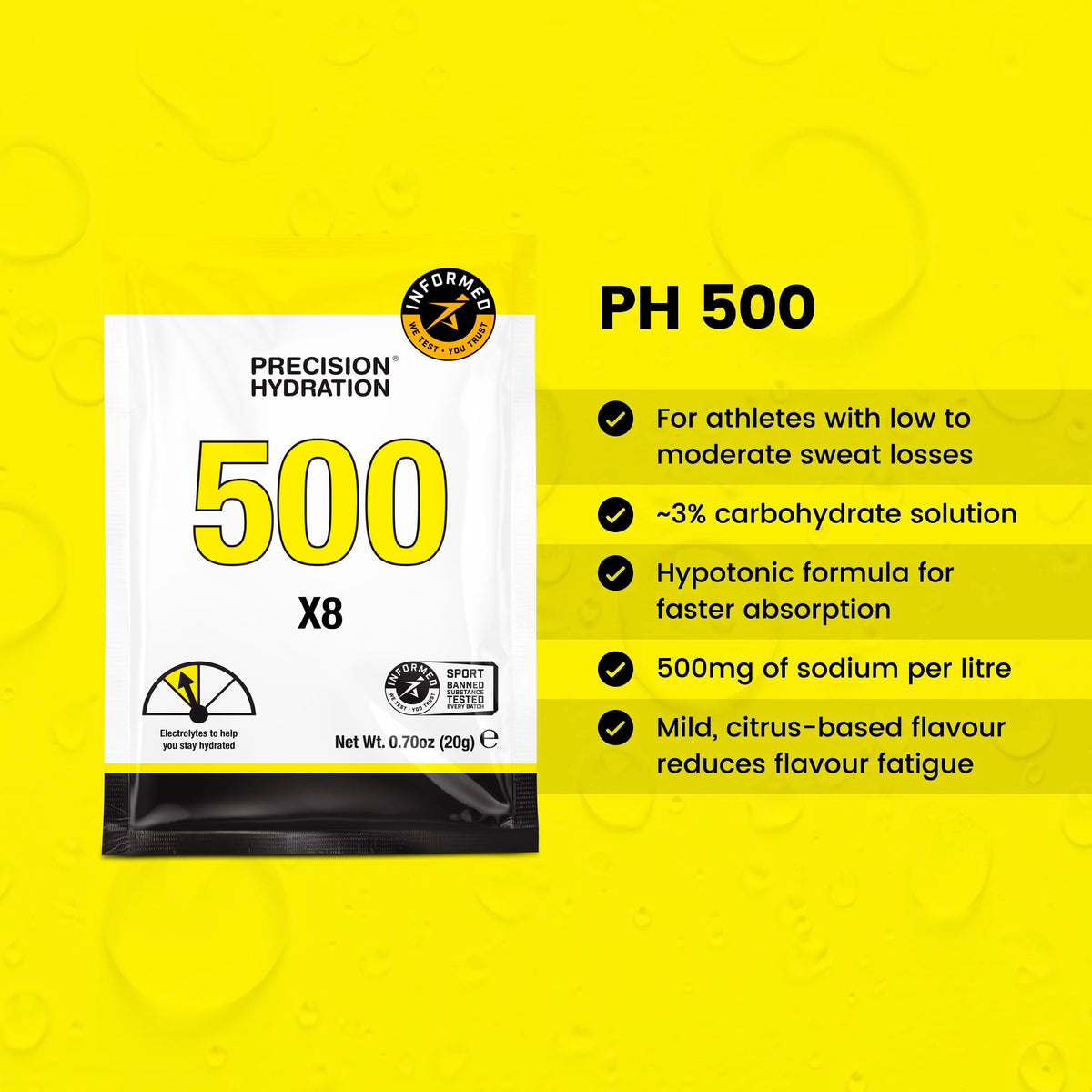 Precision Hydration Electrolyte Powder - No Artificial Ingredients, Multi Strength Hydration Packets - Individual Waterproof Servings - Gluten/Dairy Free, 1 Box (8 Packets, 1000mg/L-Orange)