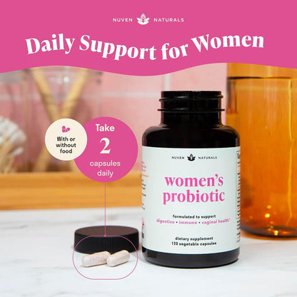 3-in-1 Womens Probiotic - Probiotics, Prebiotics, D-Mannose, 60 Day Supply | Prebiotics and Probiotics for Women, Ingredients to Support Digestive Health, Vaginal Health & pH Balance, Women Probiotic*