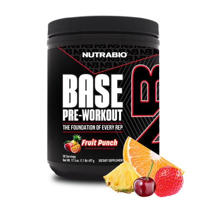 NutraBio Base Pre-Workout Powder 200mg Caffeine, Sustained Energy, Focus, Endurance, Pump, Sugar Free, Clean Preworkout for Men and Women - Beta Alanine, L-Tyrosine, 30 Servings - Lemon Lime