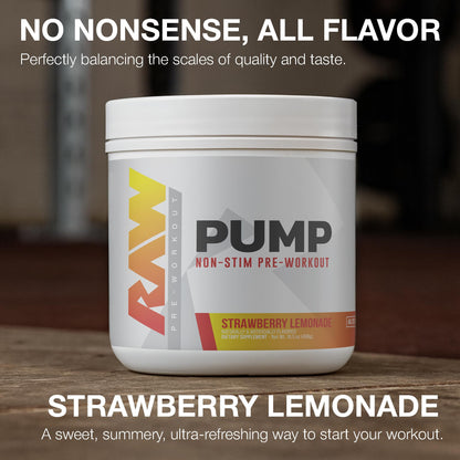 RAW Pump Stim Free Pre Workout (Watermelon) - Non-Stimulant Pre Workout Supplement Powder Nitric Oxide Booster - Pre Workout Supplements Drink for During Workout - 40 Servings