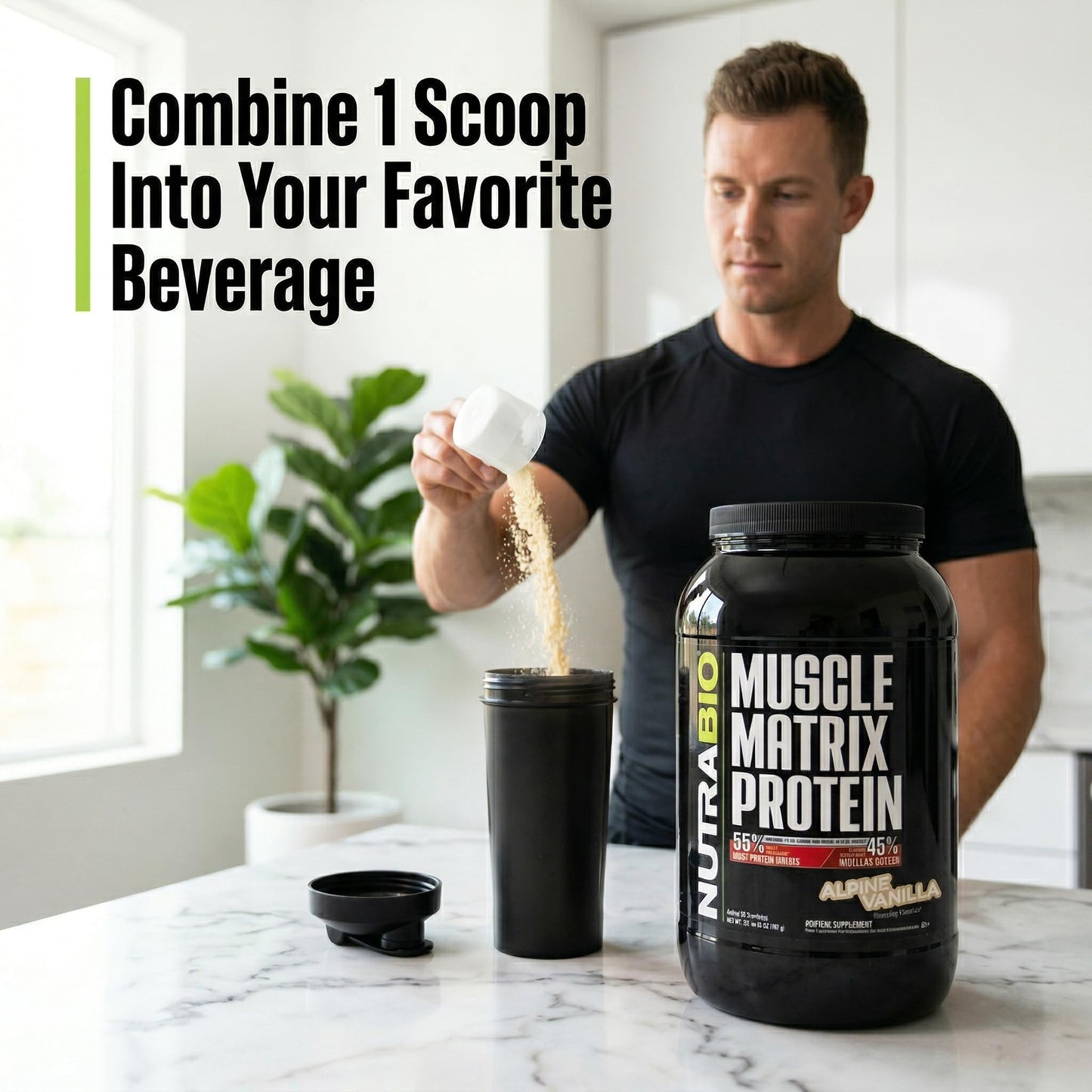 NutraBio Muscle Matrix Protein Powder - 25g of Protein Per Scoop - Whey Isolate and Micellar Casein Combo for Fast and Slow Release - Dutch Chocolate - 2 Pounds, 28 Servings