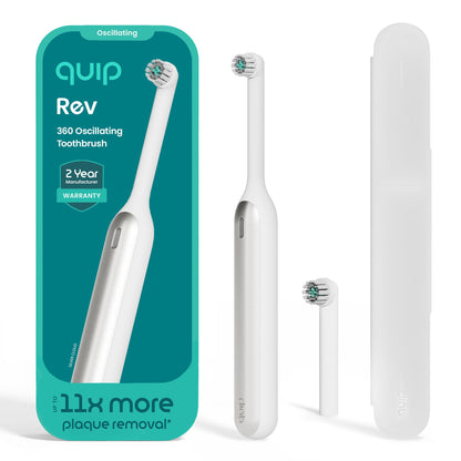 Quip Rev Oscillating Electric Toothbrush, Mirror Mount, Travel, Blue Stone