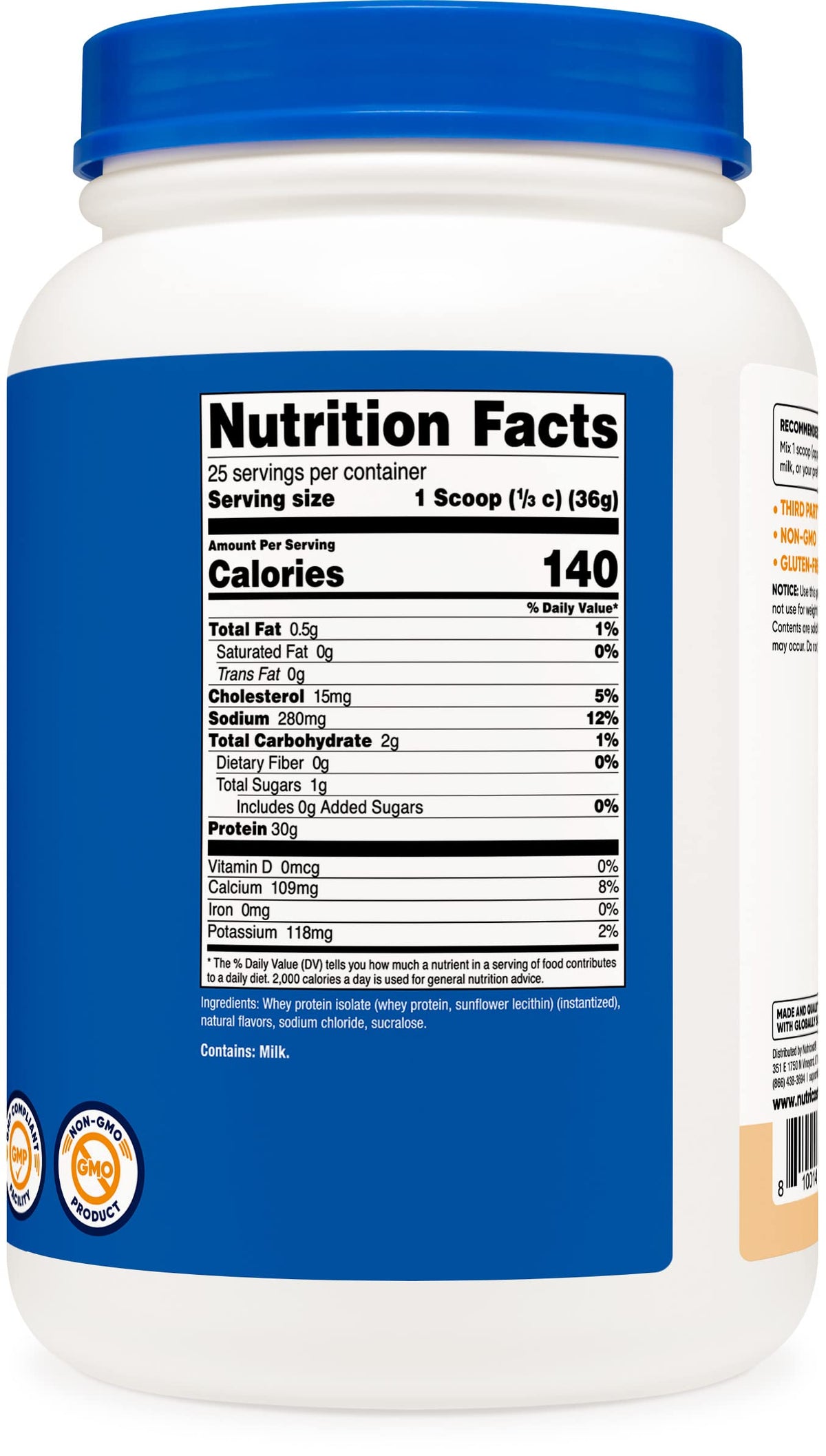 Nutricost Whey Protein Isolate Powder (Cake Batter, 2LBS)