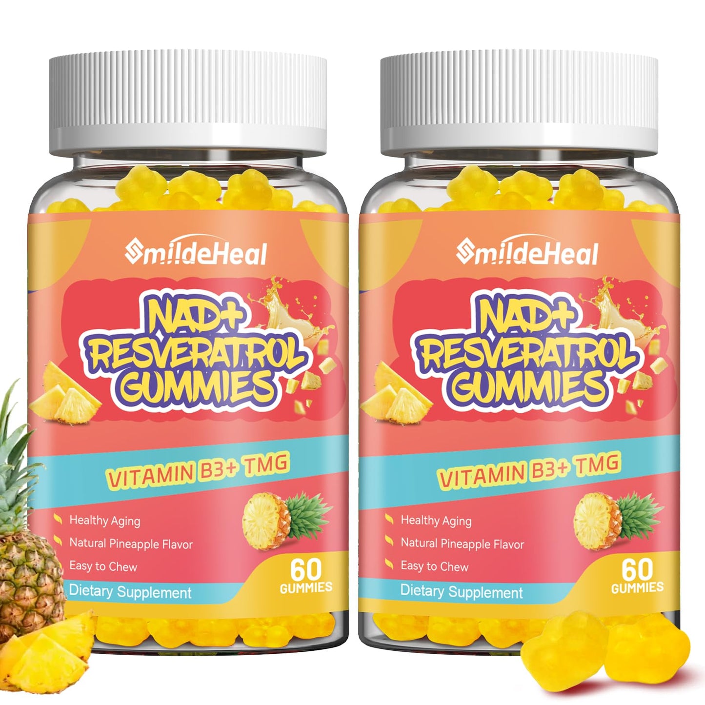 NAD+ Resveratrol Gummies NAD+ Supplement 500mg with Vitamin B3 & TMG – Healthy Aging, Energy & Cellular Health Support – Vegan Friendly, Natural Pectin – 60 Gummies, 30-Day Supply