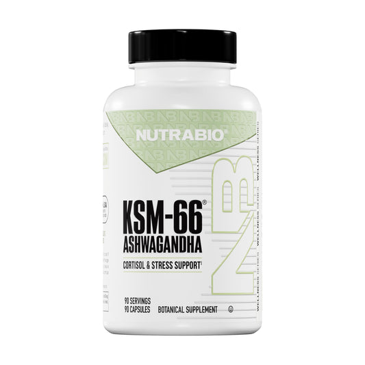 NutraBio Ashwagandha KSM-66 | Ashwagandha Herbal Supplement for Stress, Mood, & Performance | 600 MG of Clinically Studied KSM66 60 Capsules