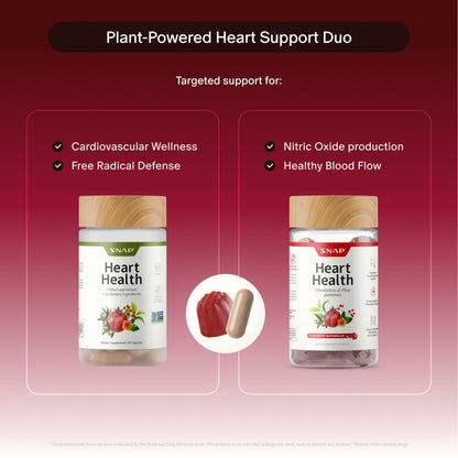 Snap Supplements Heart Health Support Supplement with Beets, 90 Capsules | Botanical Support for Heart Health, Healthy Circulation, and Nitric Oxide Levels, Vegan, Non-GMO (Packaging May Vary)