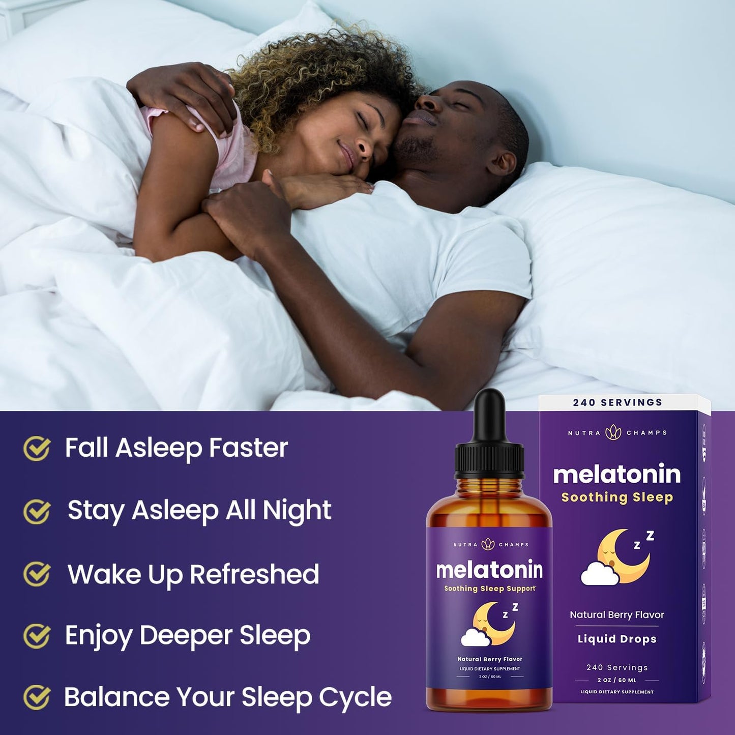 NutraChamps Liquid Melatonin Drops, 480 Servings, Sugar Free Kids Melatonin Liquid Sleep Aid Supplement, Vegan & Non-GMO, Natural Berry Flavor, Melatonin 1 mg Drops