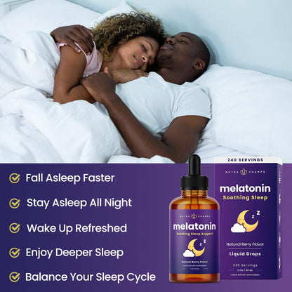 NutraChamps Liquid Melatonin Drops, 480 Servings, Sugar Free Kids Melatonin Liquid Sleep Aid Supplement, Vegan & Non-GMO, Natural Berry Flavor, Melatonin 1 mg Drops