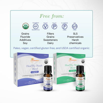 OraWellness Healthy Mouth Blend Organic Tooth Oil, Fluoride Free Rinse