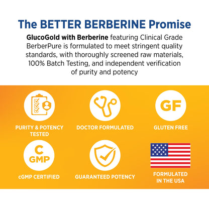 DOCTORS' PREFERRED GlucoGold with Berberine, Cinnamon & Chromium 90 Tablets