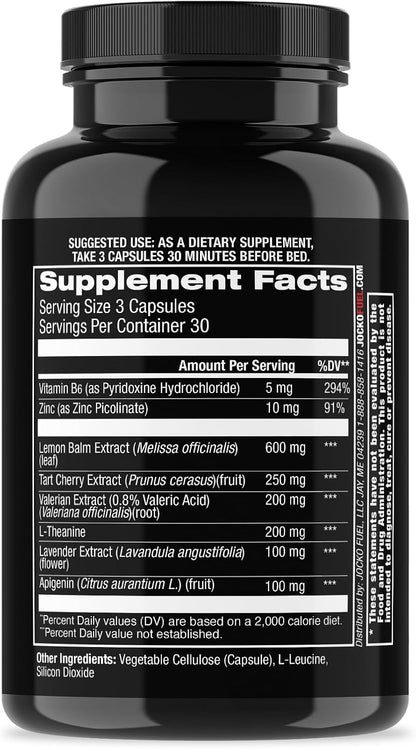 Jocko Fuel Good Night Sleep Aid for Adults - Sleeping Pills for Rest & Recovery, Non-Habit Forming with Tart Cherry Extract, L-Theanine, Lavender, & Lemon Balm (90 Capsules) Packaging May Vary