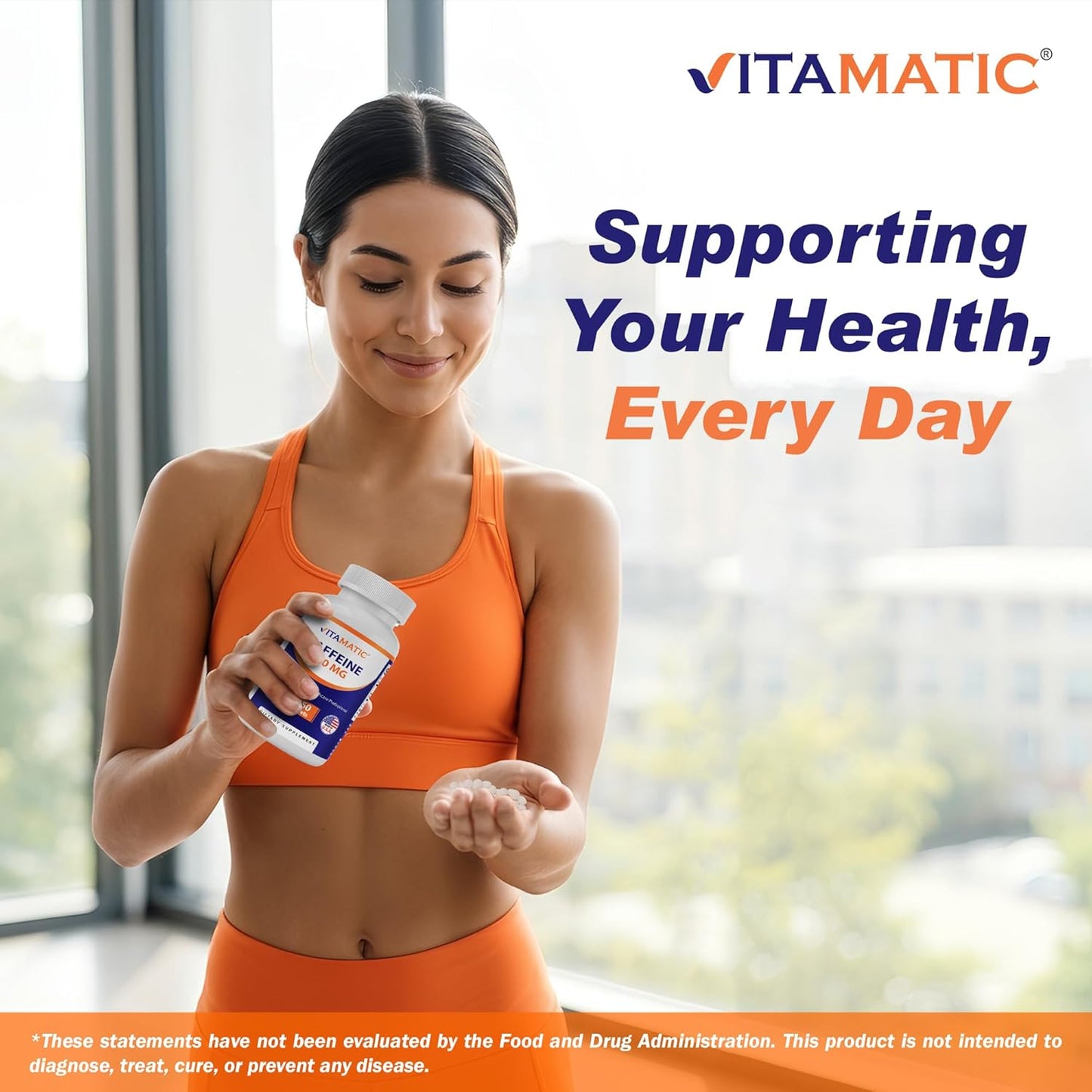 Vitamatic Caffeine Pills 200mg per Serving, 250 Vegetarian Tablets | Support Energy Support & Endurance Performance*, Non GMO, Gluten Free, Made in USA