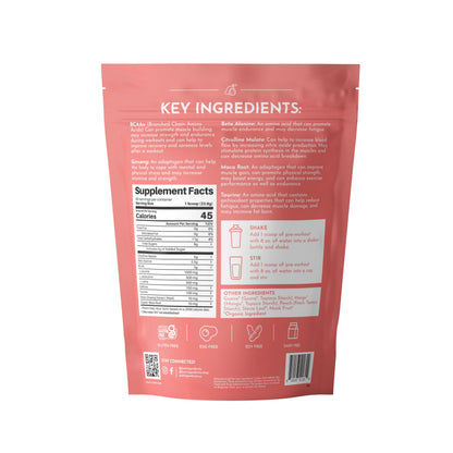 JUST INGREDIENTS Pre-Workout Raspberry Lemonade - Natural, Gluten-Free, No Artificial Sweeteners - 30 Servings, 150mg Caffeine
