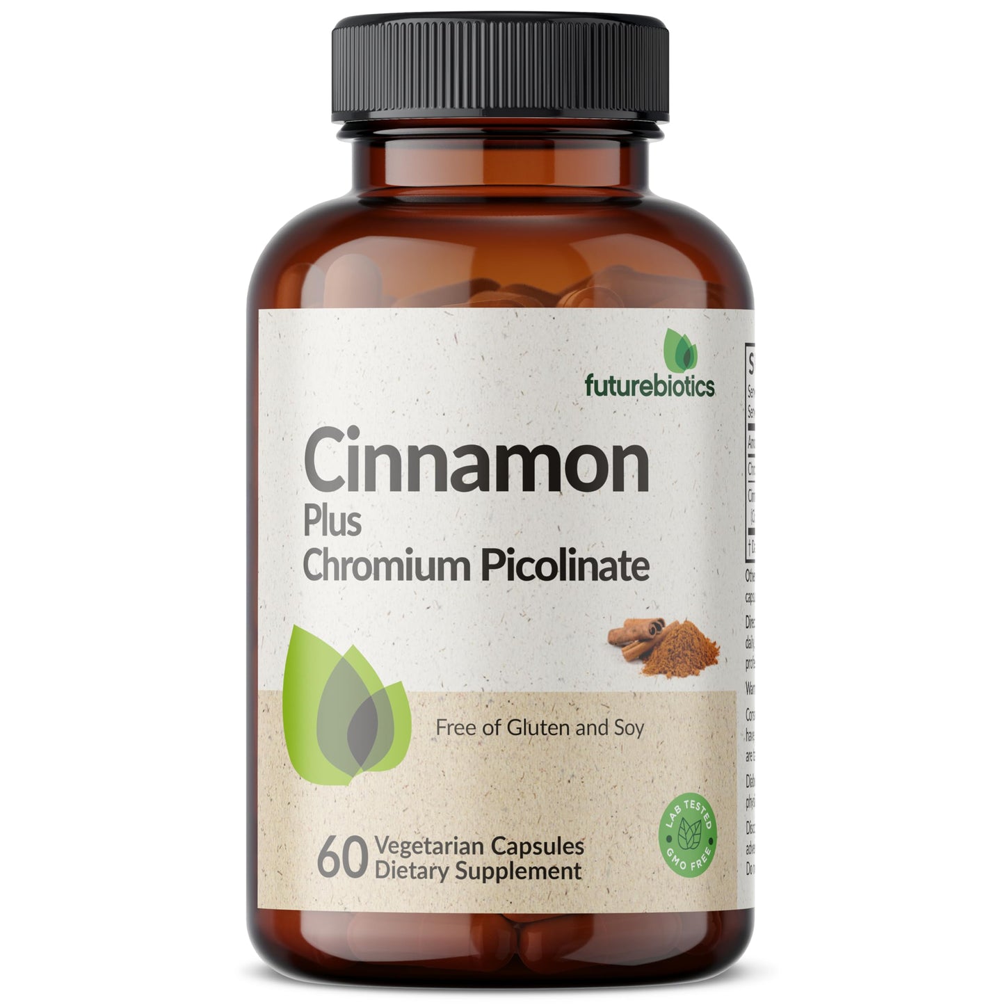 Futurebiotics Cinnamon Plus Chromium Picolinate Supplement, High Potency Chromium, Non-GMO, 120 Vegetarian Capsules