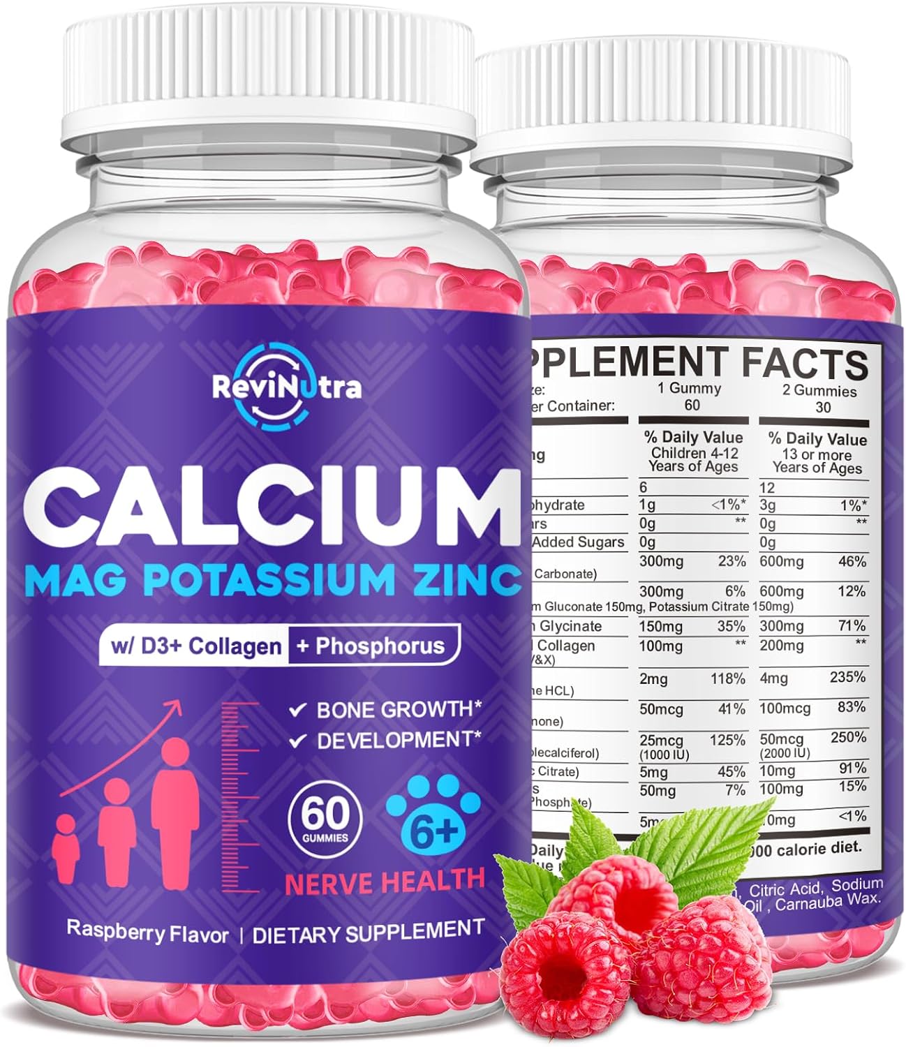 Iron Gummies Supplement for Adults & Kids | Calcium Potassium Magnesium Gummies | Bundle