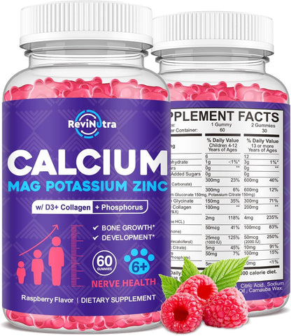 Iron Gummies Supplement for Adults & Kids | Calcium Potassium Magnesium Gummies | Bundle
