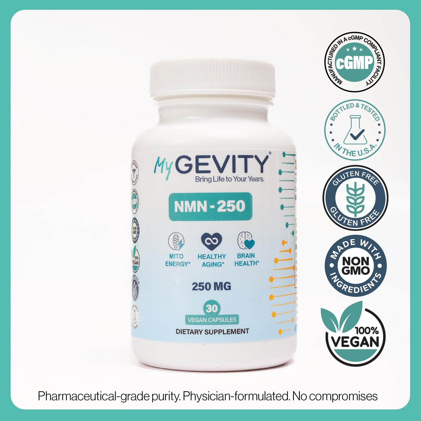 NMN 1000mg – 99%+ Pure, Stabilized & Third-Party Tested Nicotinamide Mononucleotide – NAD+ Booster for Energy & Healthy Aging – No Magnesium Stearate, Vegan, GMP Made in USA – 120 Capsules
