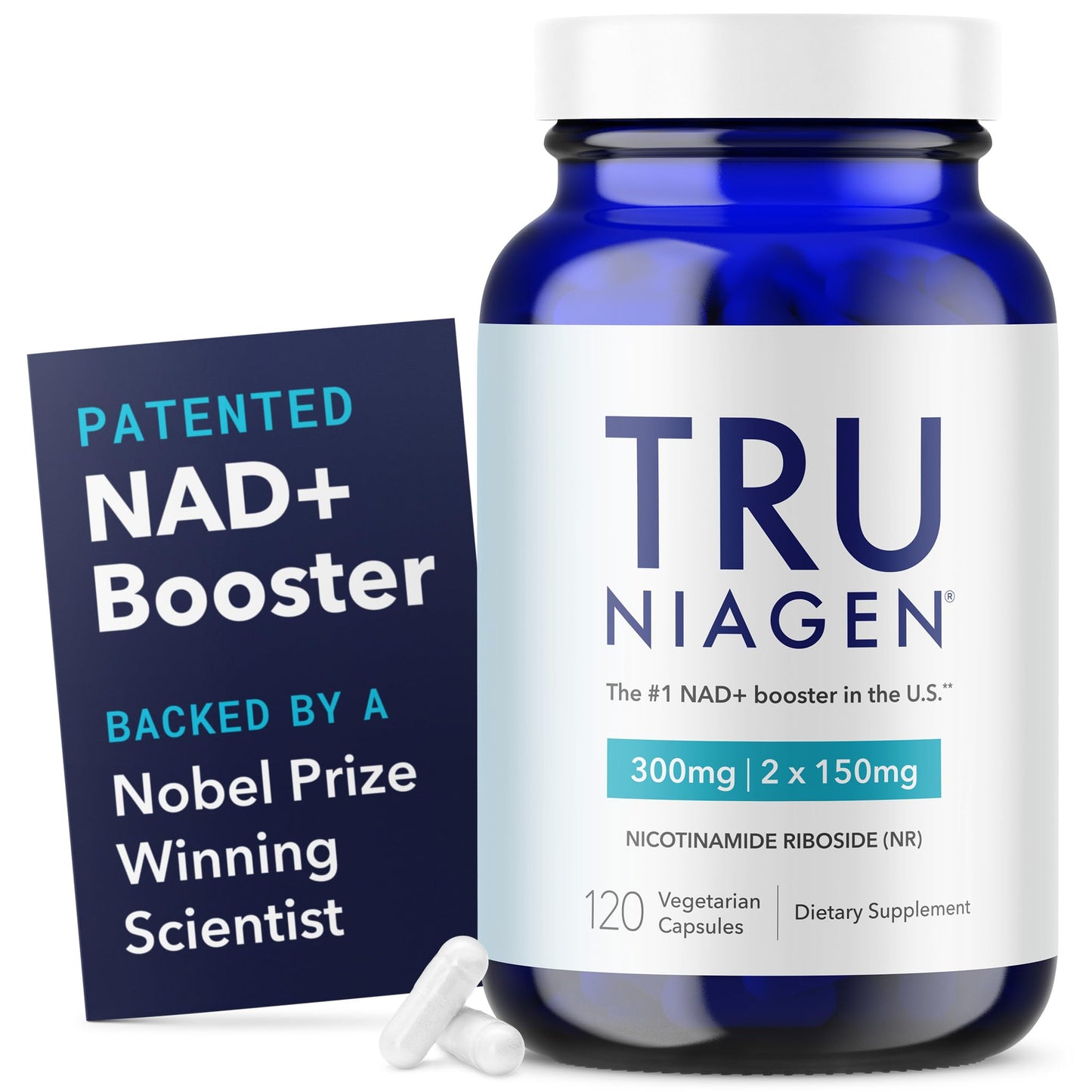 TRU NIAGEN Patented NAD+ Supplement, 60 300mg Servings | Nicotinamide Riboside (NR) Take 2 Daily | 1 Bottle