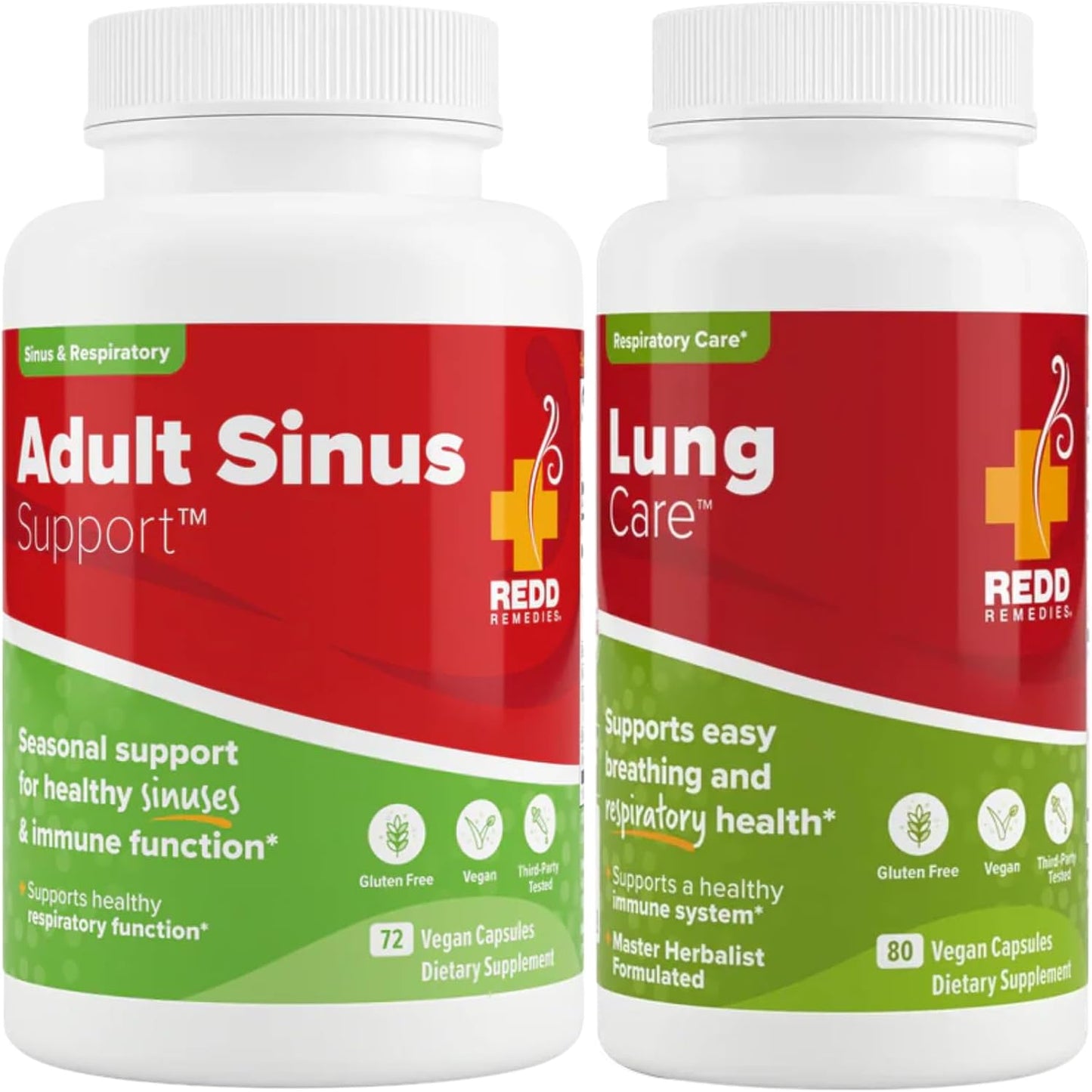 Redd Remedies Adult Sinus Support, 72 Capsules, and Lung Care, 80 Capsules
