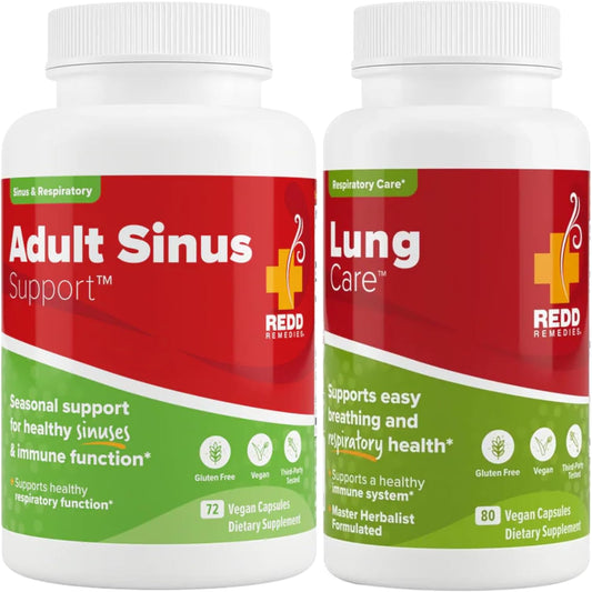 Redd Remedies Adult Sinus Support, 72 Capsules, and Lung Care, 80 Capsules