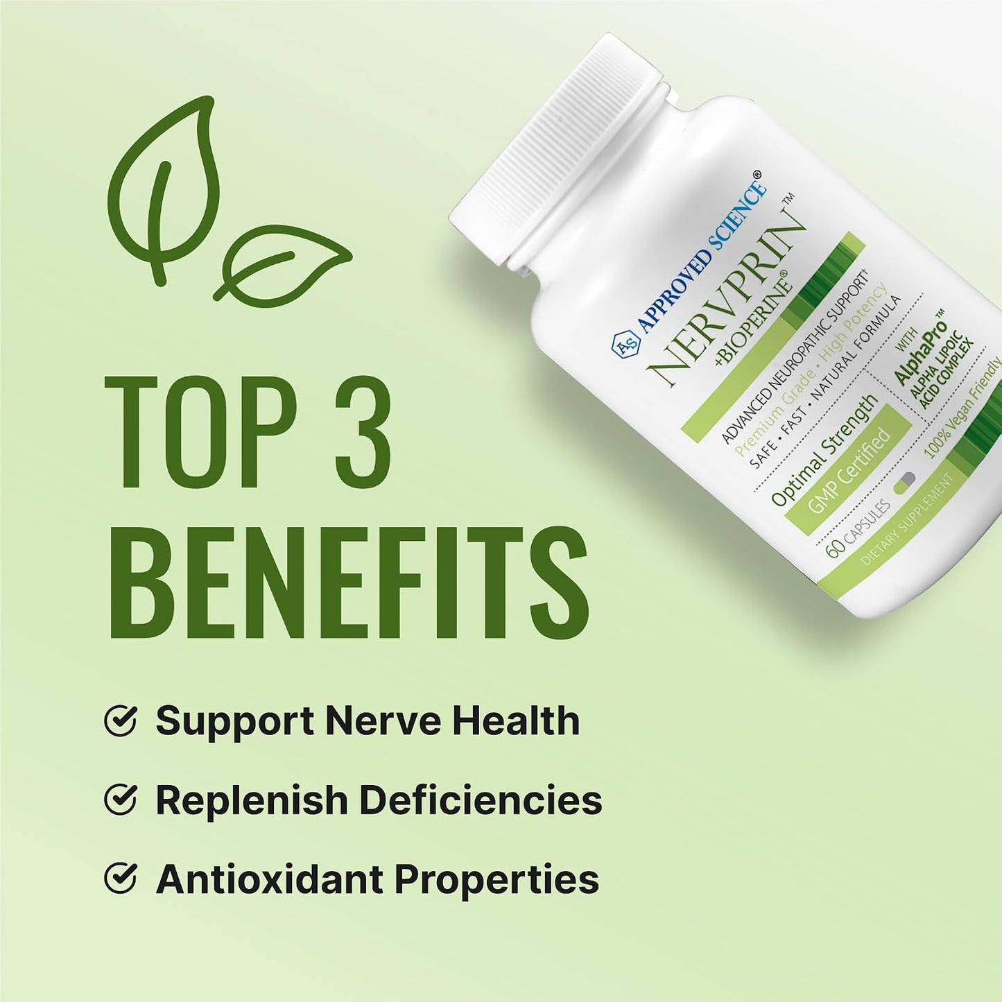 Approved Science Nervprin - Nerve Support - Benfotiamine, B12, R-Alpha-Lipoic Acid, Corydalis, Boswellia, BioPerine - 60 Capsules - Made in The USA