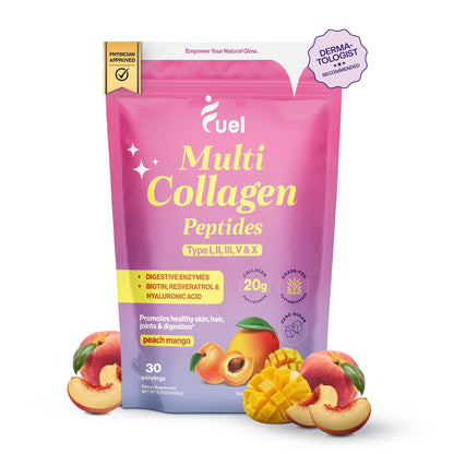Fuel Multi Collagen Peptides Powder – 20g Hydrolyzed Collagen Types I, II, III, V & X – Hair, Skin, Nails & Joint Support – Keto & Gluten Free – Unflavored – 40 Servings (16.64oz)