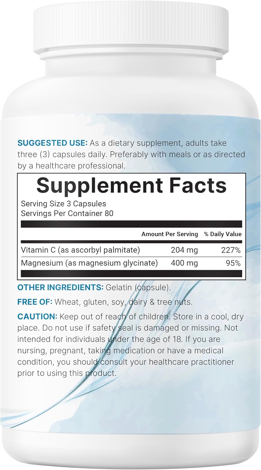 Micro Ingredients Pure Magnesium Glycinate 400mg Per Serving, 240 Capsules | Chelated Mineral Supplements with Elemental Form | Non-GMO, Filler Free