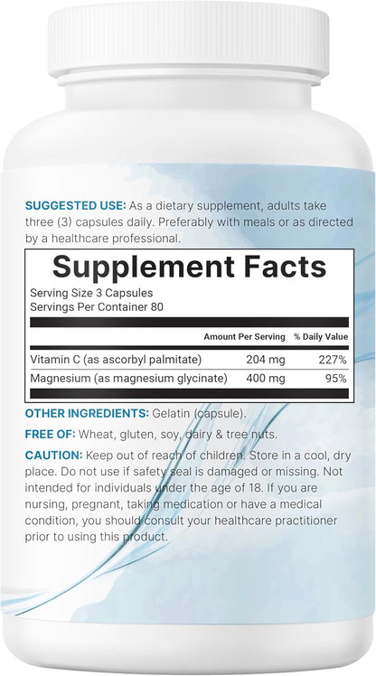 Micro Ingredients Pure Magnesium Glycinate 400mg Per Serving, 240 Capsules | Chelated Mineral Supplements with Elemental Form | Non-GMO, Filler Free