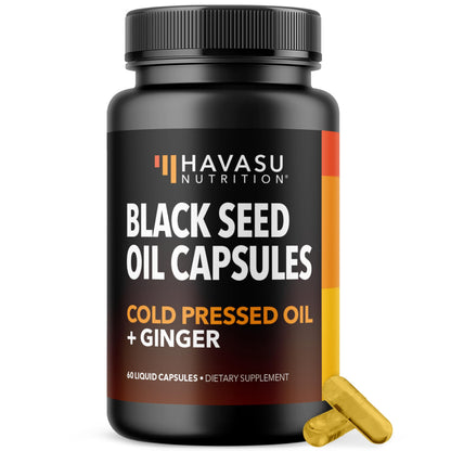Black Seed Oil Capsules, Vegan, Non-GMO, Cold-Pressed Nigella Sativa, 90ct | 1500mg Per Serving Black Cumin Supplement for Skin Health, Immune Function, and Digestive Health, Unflavored, 30 Servings