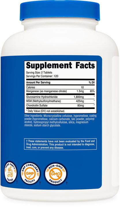 Nutricost Glucosamine 1800mg with Chondroitin & MSM, 240 Tablets, 120 Servings