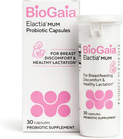 BioGaia Elactia Breastfeeding Probiotic | Lactation Supplements | Newborn Essentials and Probiotics for Both Mom & Baby | Daily Supplement for Healthy Lactation | 30 Count | Breastfeed Happy