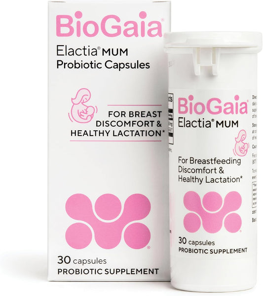 BioGaia Elactia Breastfeeding Probiotic | Lactation Supplements | Newborn Essentials and Probiotics for Both Mom & Baby | Daily Supplement for Healthy Lactation | 30 Count | Breastfeed Happy