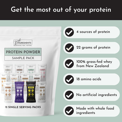 JUST INGREDIENTS Vanilla Bean Protein Powder – 20-Serving Blend with 100% Grass-Fed Whey & Organic Plant Proteins – Real Vanilla Bean & Cinnamon – Supports Muscle Recovery, Energy*