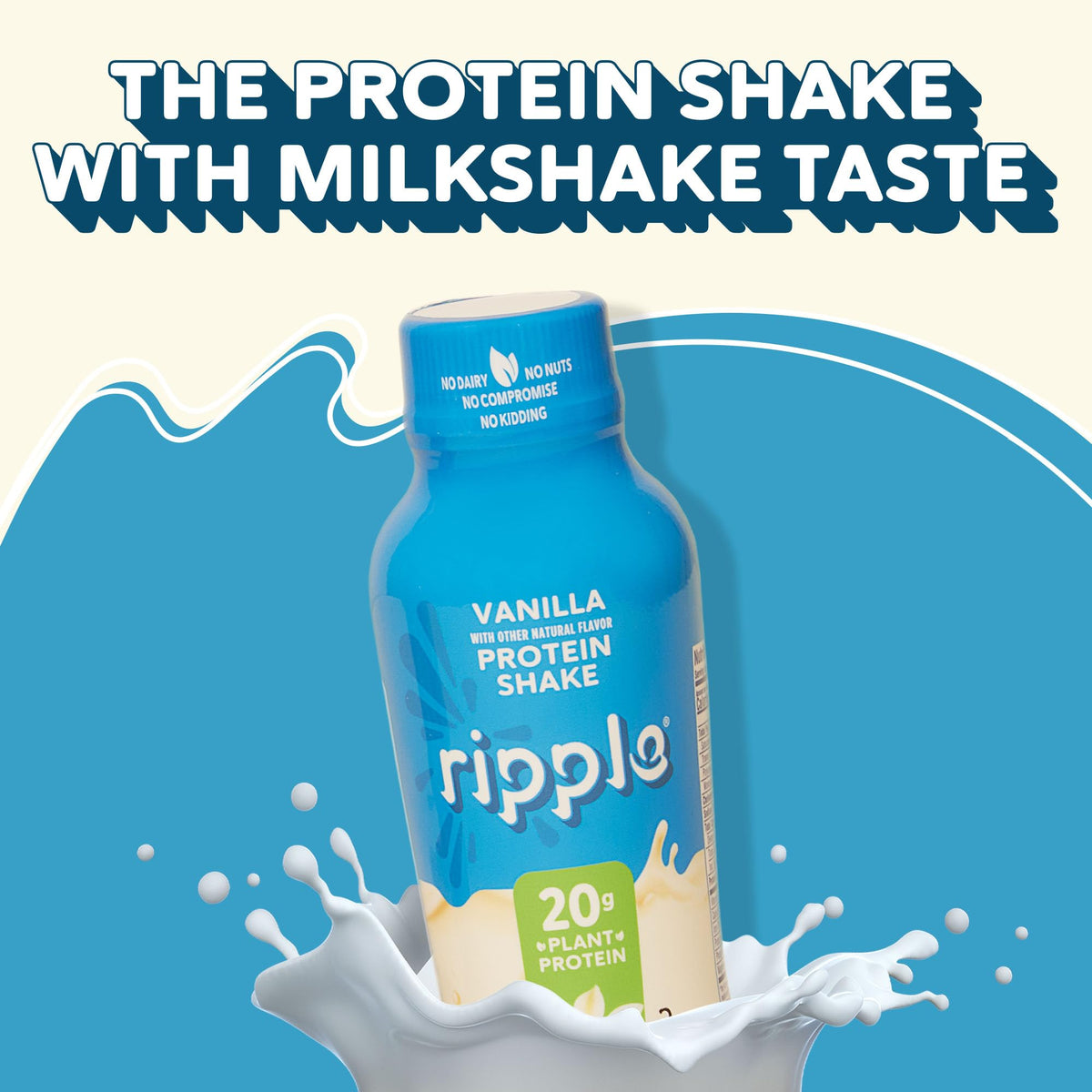 Ripple Vegan Protein Shake | Vanilla | 20g Nutritious Plant Based Pea Protein | Shelf Stable