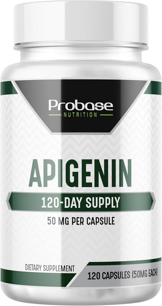 Probase Nutrition Ultimate Apigenin Capsules 50mg - Non-GMO, Vegan, Gluten Free - 4 Month Supply - Herbal Relaxation Support Formula