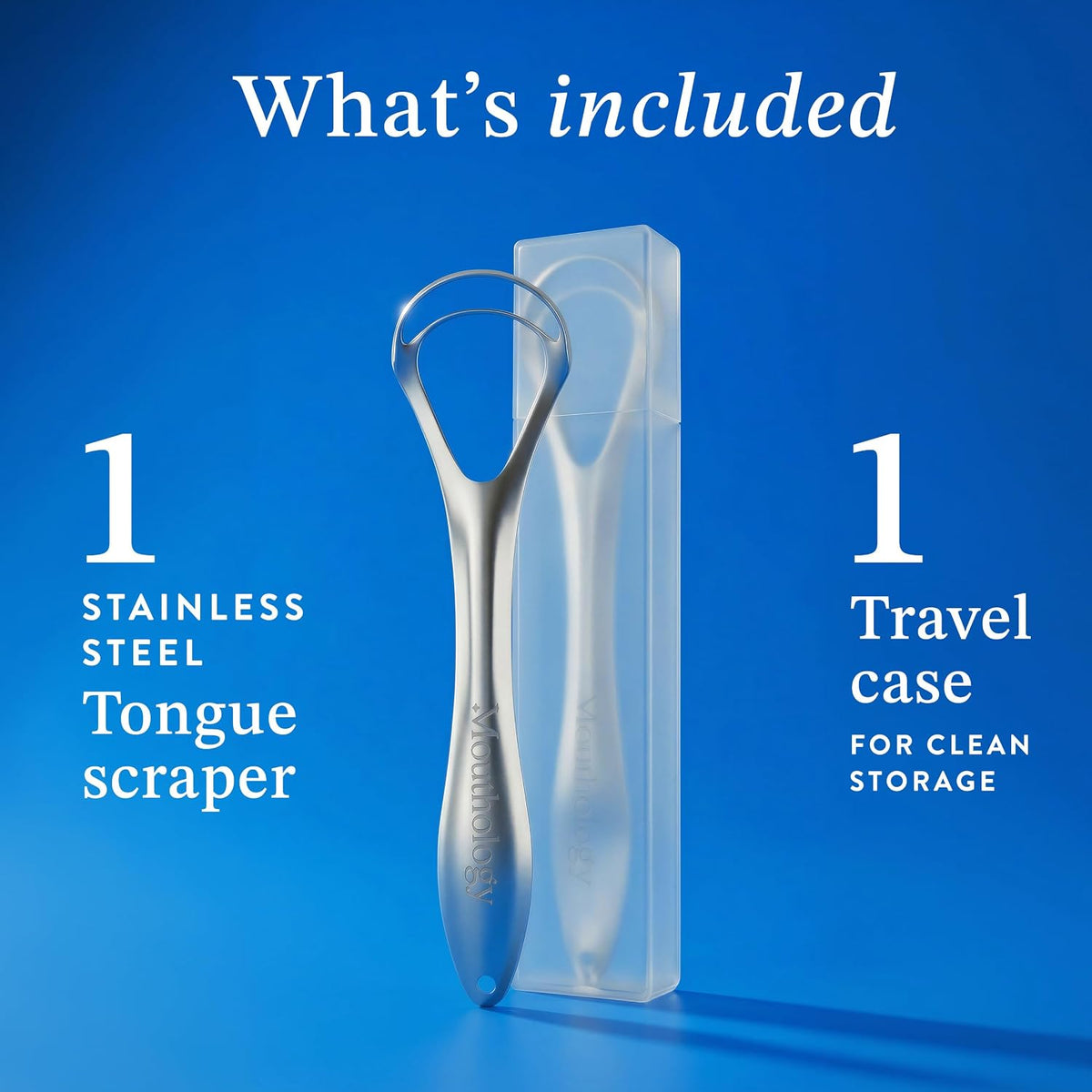 Mouthology Metal Tongue Scraper, Reduce Bad Breath in Seconds, Stainless Steel Tongue Cleaners for Adults, Metal Tounge Scrubber, Tongue Scraper Cleaner for Fresh Breath Tongue Brush (One Pack)