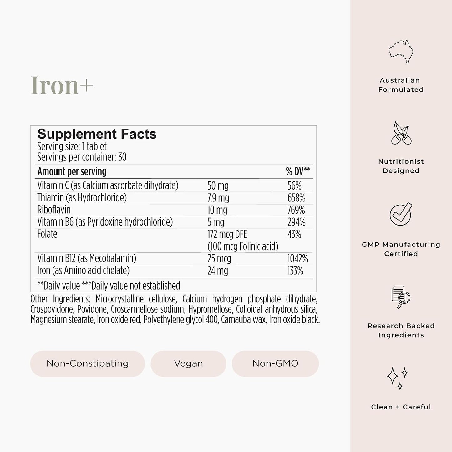 JSHealth Iron Supplement with Vitamin C. Ferrochel Iron Supports Energy Levels. Non-Constipating, with B Vitamins. By Nutritionist Jessica Sepel (30 Tablets) | Iron Deficiency Pills with Vitamin C and Vitamin B12, No Nausea or Constipation