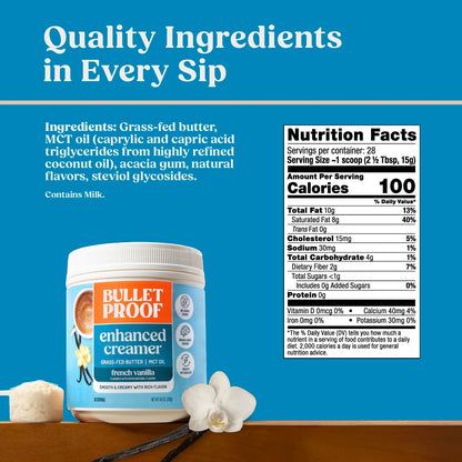 Bulletproof Original Creamer, 14.8 Ounces, Keto Coffee Creamer with MCT Oil and Grass-Fed Butter, Supports Brain Function