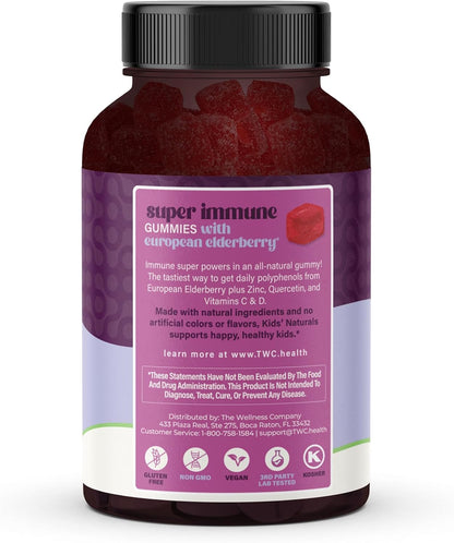 Super Immune Elderberry Gummies, Zinc & Vitamin C, Non-GMO, 60ct